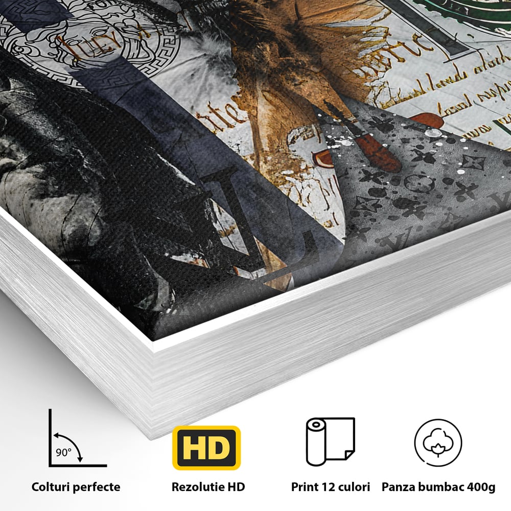 Tablou Canvas Premium LuxCanva® B1066, Fancy Butterfly , Decorativ, Fluture, Living, Fendi, Hermes, Dolar, Birou, Culori Vibrante