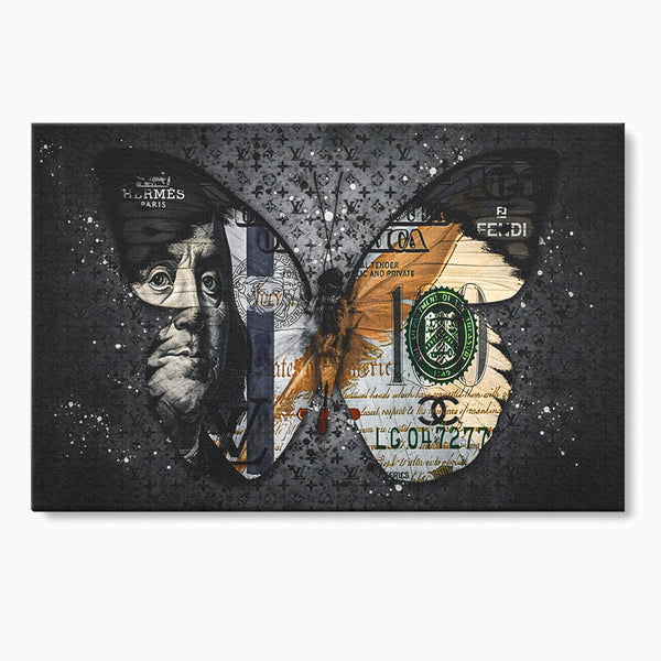 Tablou Canvas Premium LuxCanva® B1066, Fancy Butterfly , Decorativ, Fluture, Living, Fendi, Hermes, Dolar, Birou, Culori Vibrante