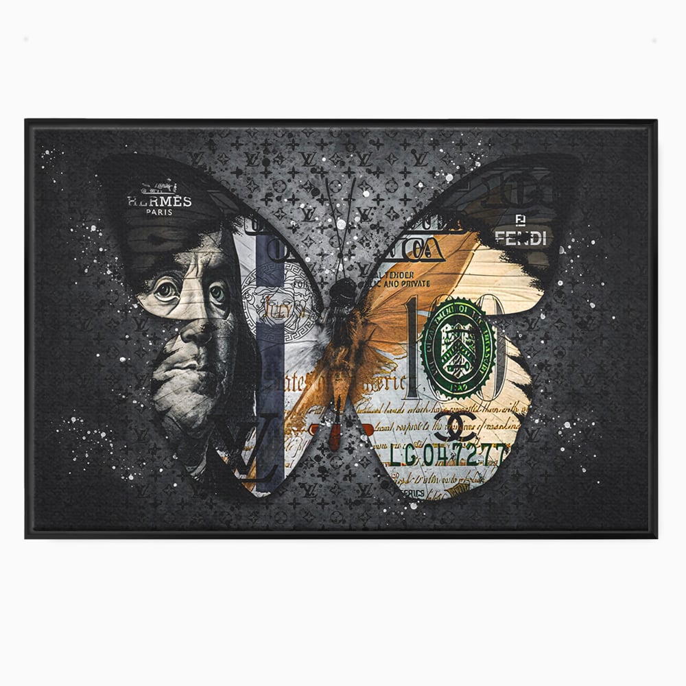 Tablou Canvas Premium LuxCanva® B1066, Fancy Butterfly , Decorativ, Fluture, Living, Fendi, Hermes, Dolar, Birou, Culori Vibrante