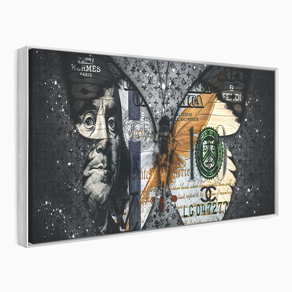 Tablou Canvas Premium LuxCanva® B1066, Fancy Butterfly , Decorativ, Fluture, Living, Fendi, Hermes, Dolar, Birou, Culori Vibrante