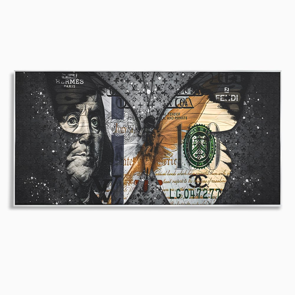 Tablou Canvas Premium LuxCanva® B1066, Fancy Butterfly , Decorativ, Fluture, Living, Fendi, Hermes, Dolar, Birou, Culori Vibrante
