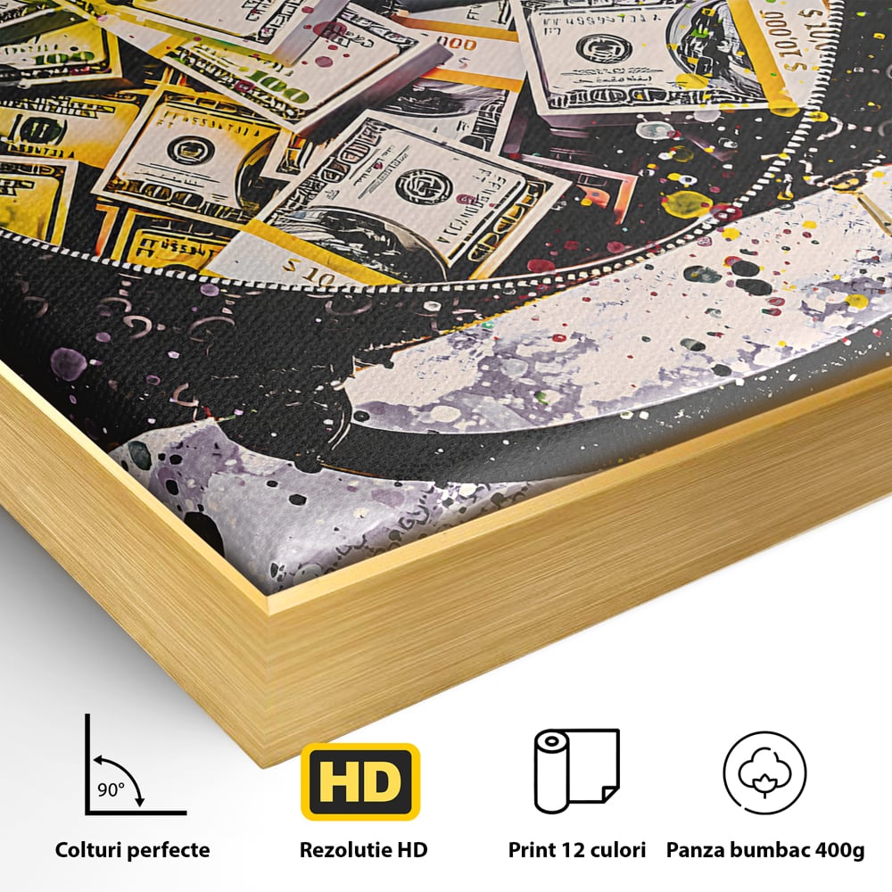 Tablou Canvas Premium LuxCanva® B1067, Hard Work Pays Off , Decorativ, Birou, Dolari, Bani, Valiza, Dormitor, Gucci, Colorat