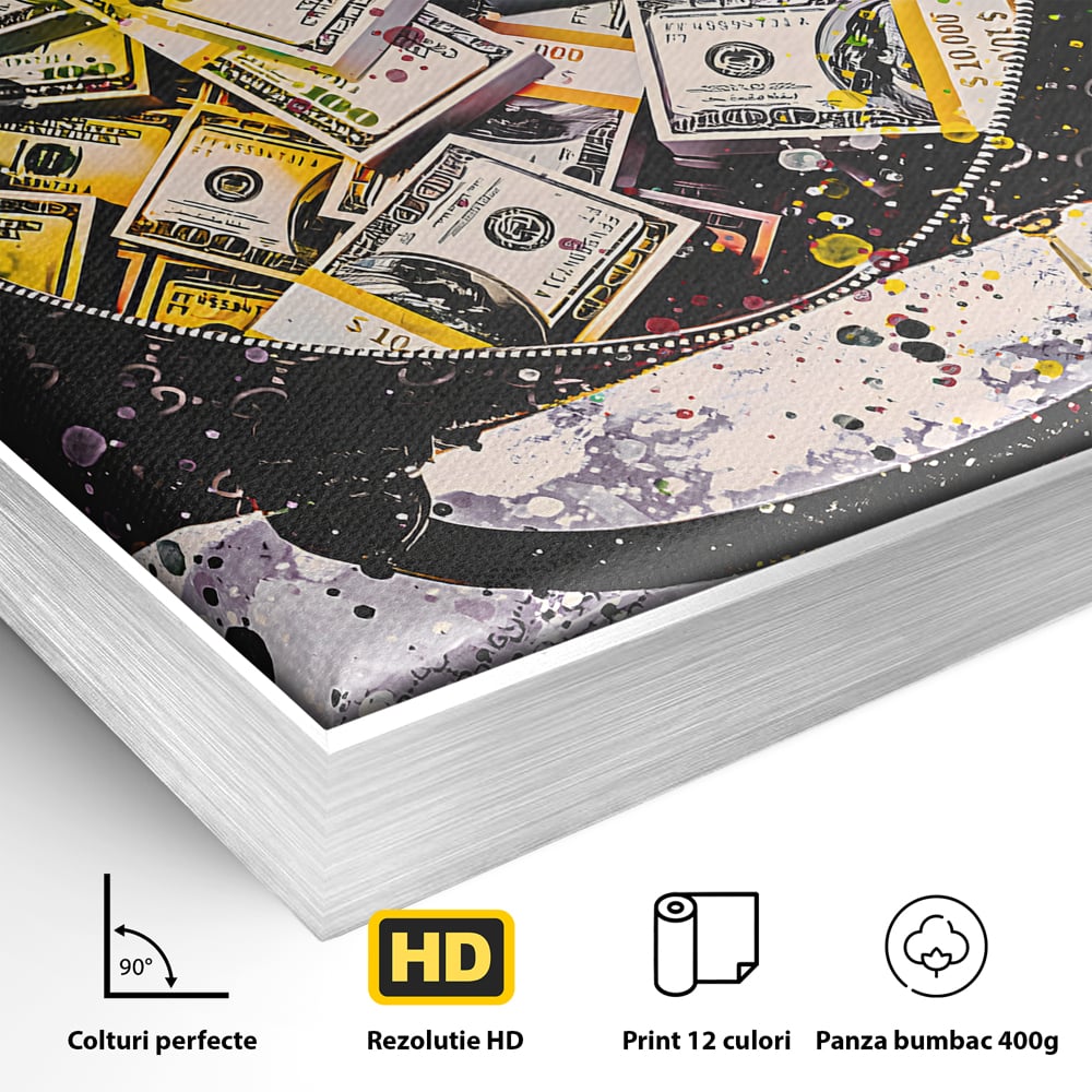 Tablou Canvas Premium LuxCanva® B1067, Hard Work Pays Off , Decorativ, Birou, Dolari, Bani, Valiza, Dormitor, Gucci, Colorat