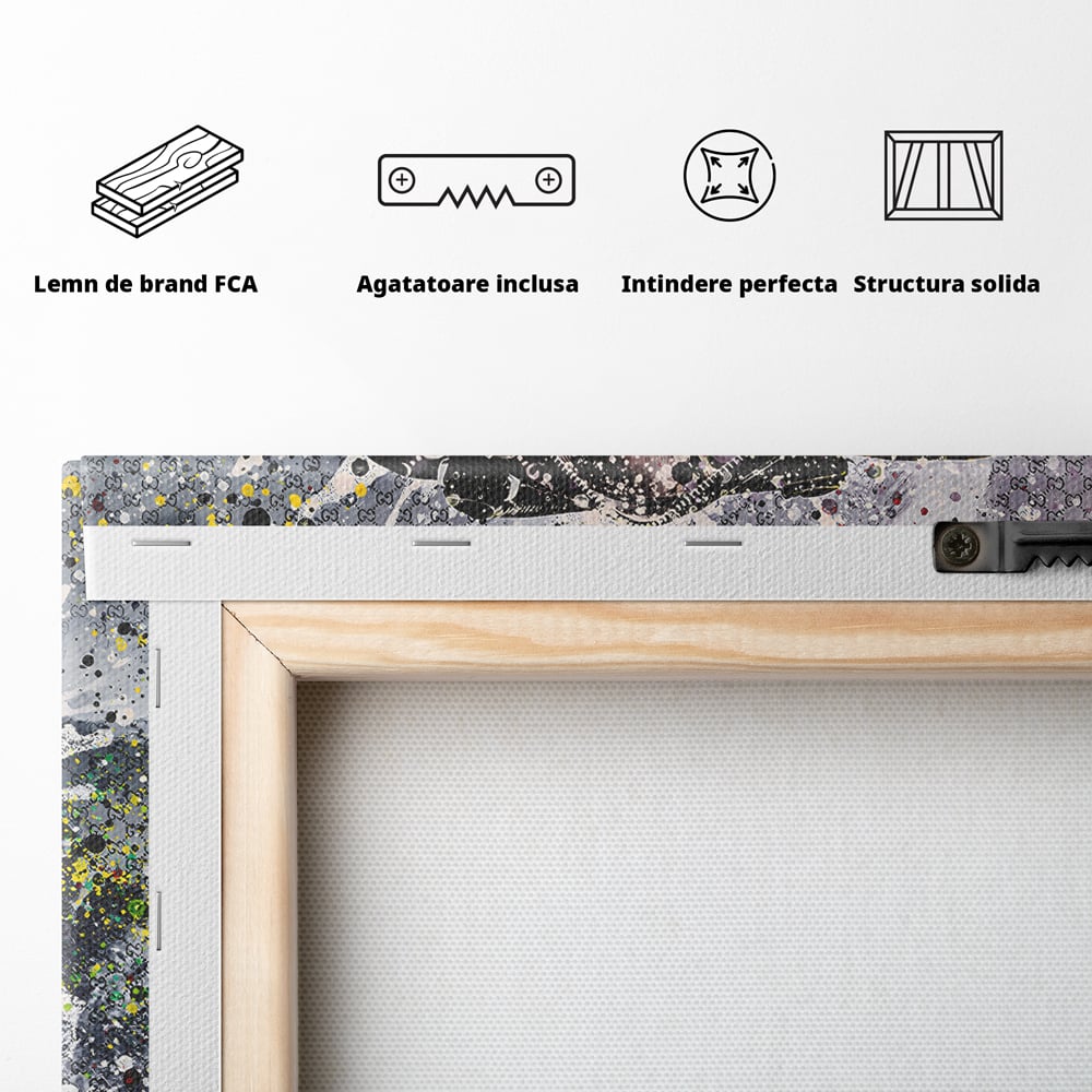 Tablou Canvas Premium LuxCanva® B1067, Hard Work Pays Off , Decorativ, Birou, Dolari, Bani, Valiza, Dormitor, Gucci, Colorat