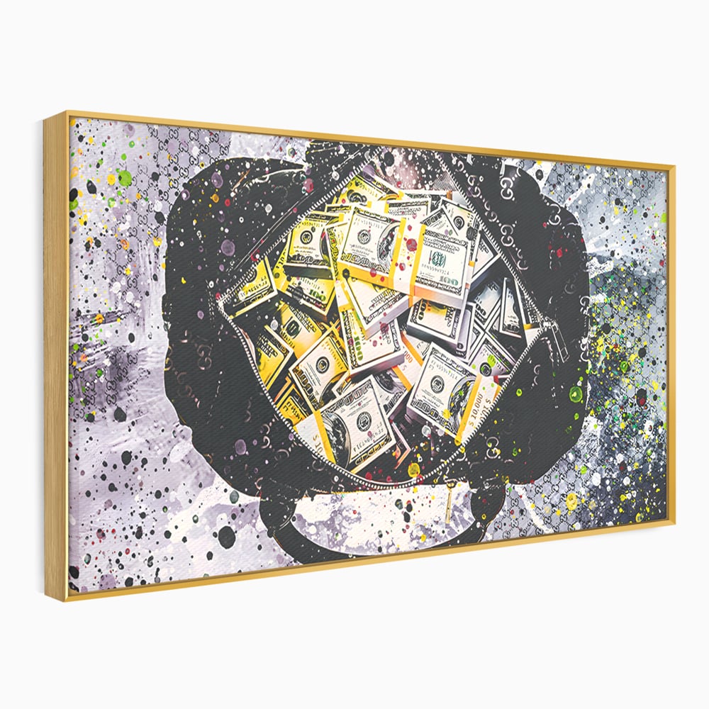 Tablou Canvas Premium LuxCanva® B1067, Hard Work Pays Off , Decorativ, Birou, Dolari, Bani, Valiza, Dormitor, Gucci, Colorat