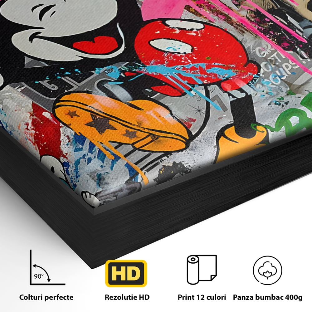 Tablou Canvas Premium LuxCanva® B1068, Be Positive , Decorativ, Birou, Mickey Mouse, Marilyn Monroe, Spider Man, Regina Elisabeta a II-a, Culori Vibrante