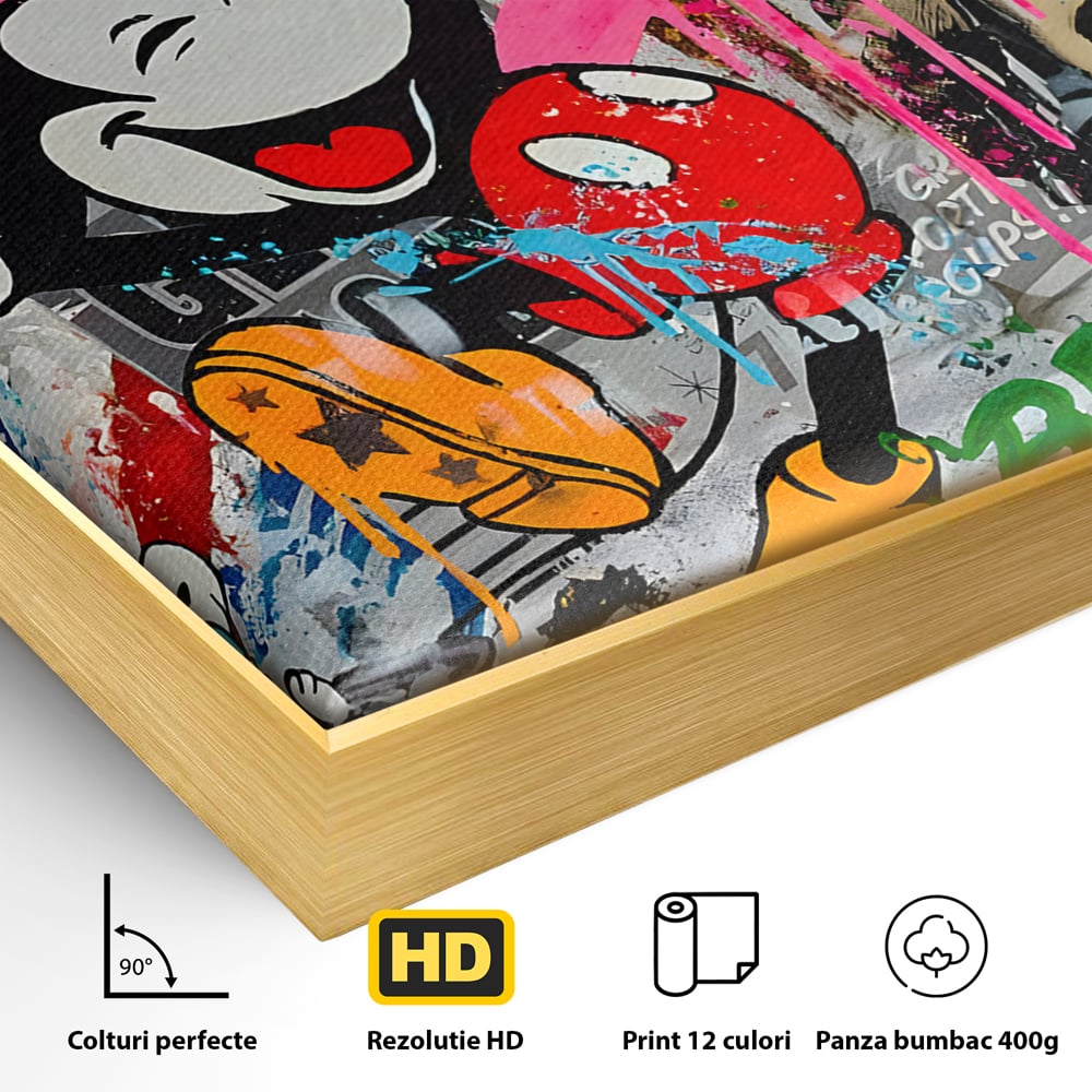 Tablou Canvas Premium LuxCanva® B1068, Be Positive , Decorativ, Birou, Mickey Mouse, Marilyn Monroe, Spider Man, Regina Elisabeta a II-a, Culori Vibrante