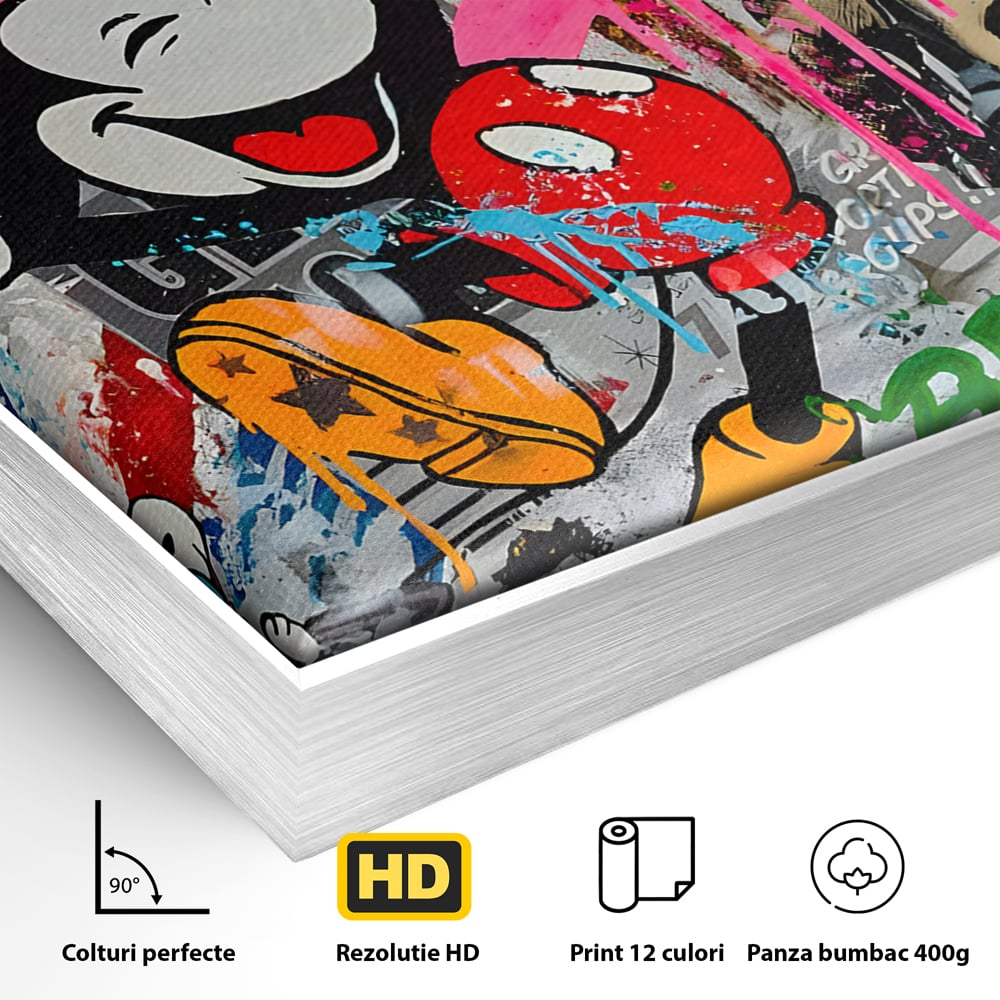 Tablou Canvas Premium LuxCanva® B1068, Be Positive , Decorativ, Birou, Mickey Mouse, Marilyn Monroe, Spider Man, Regina Elisabeta a II-a, Culori Vibrante