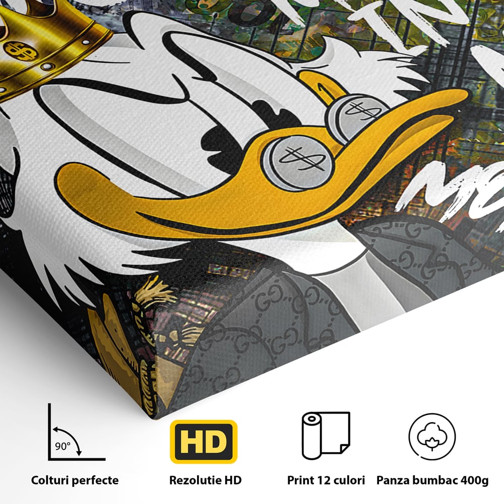 Tablou Canvas Premium LuxCanva® B1069, Work Harder , Decorativ, Birou, Donald, Bani, Succes, Dolari, Motivational, Colorat