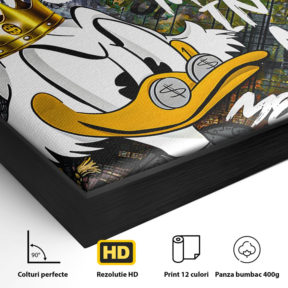 Tablou Canvas Premium LuxCanva® B1069, Work Harder , Decorativ, Birou, Donald, Bani, Succes, Dolari, Motivational, Colorat