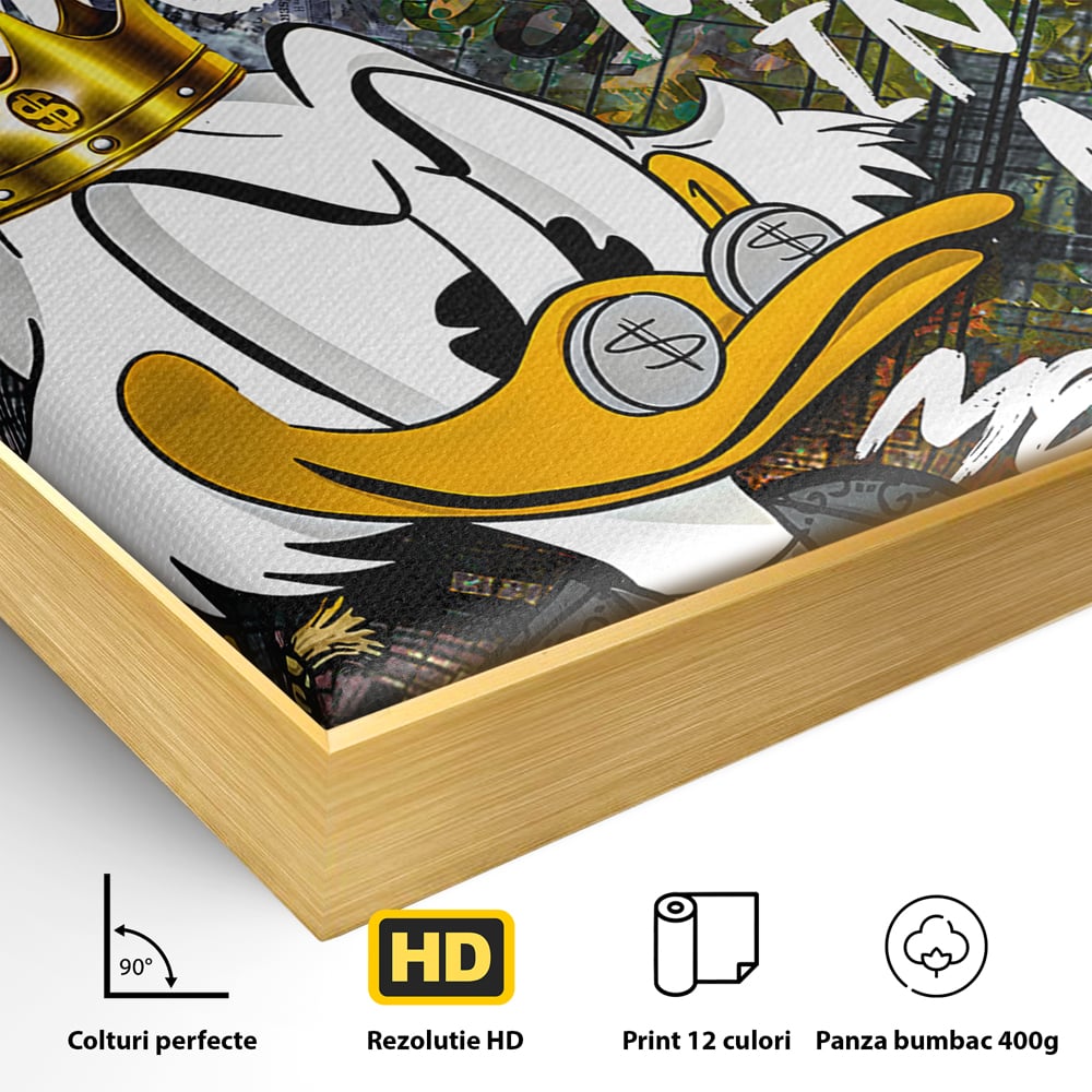 Tablou Canvas Premium LuxCanva® B1069, Work Harder , Decorativ, Birou, Donald, Bani, Succes, Dolari, Motivational, Colorat