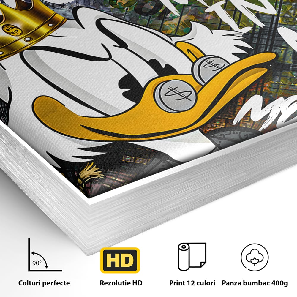 Tablou Canvas Premium LuxCanva® B1069, Work Harder , Decorativ, Birou, Donald, Bani, Succes, Dolari, Motivational, Colorat