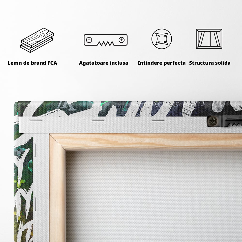 Tablou Canvas Premium LuxCanva® B1069, Work Harder , Decorativ, Birou, Donald, Bani, Succes, Dolari, Motivational, Colorat