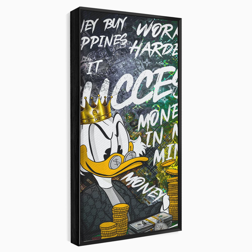 Tablou Canvas Premium LuxCanva® B1069, Work Harder , Decorativ, Birou, Donald, Bani, Succes, Dolari, Motivational, Colorat