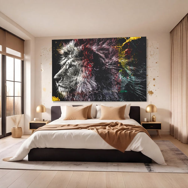 Tablou Canvas Premium LuxCanva® B1070, The Lion Look , Decorativ, Birou, Leu, Rege, Dormitor, Jungla, Colorat