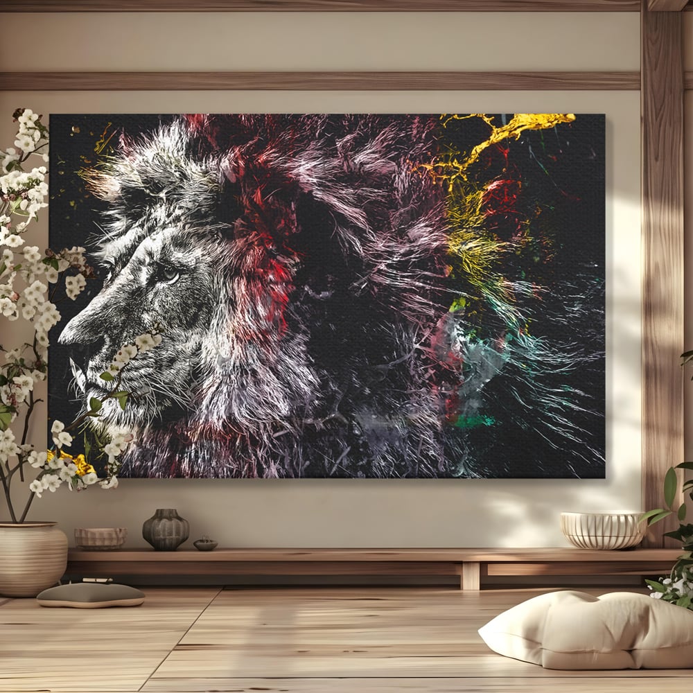 Tablou Canvas Premium LuxCanva® B1070, The Lion Look , Decorativ, Birou, Leu, Rege, Dormitor, Jungla, Colorat