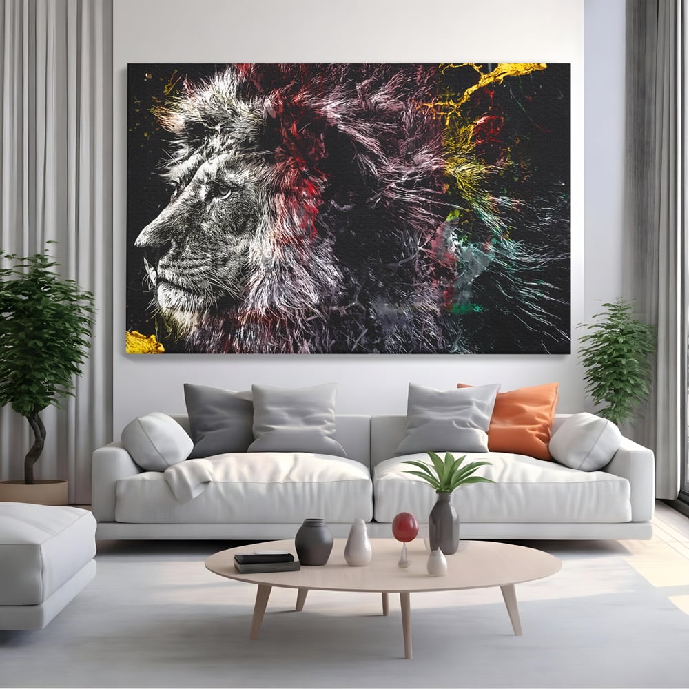 Tablou Canvas Premium LuxCanva® B1070, The Lion Look , Decorativ, Birou, Leu, Rege, Dormitor, Jungla, Colorat