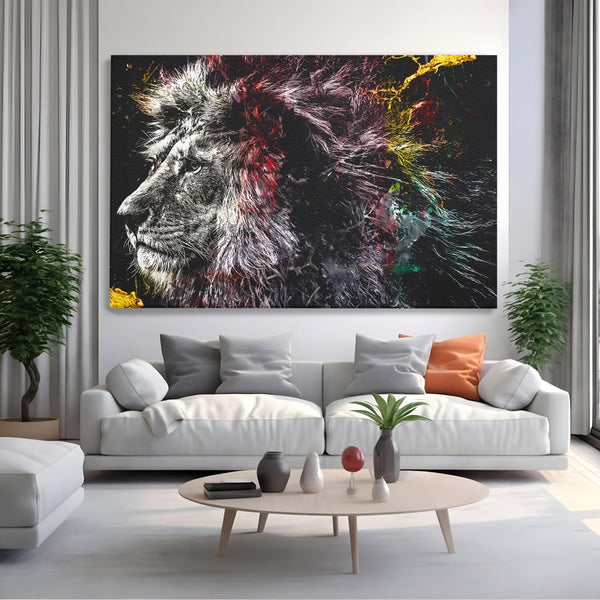 Tablou Canvas Premium LuxCanva® B1070, The Lion Look , Decorativ, Birou, Leu, Rege, Dormitor, Jungla, Colorat