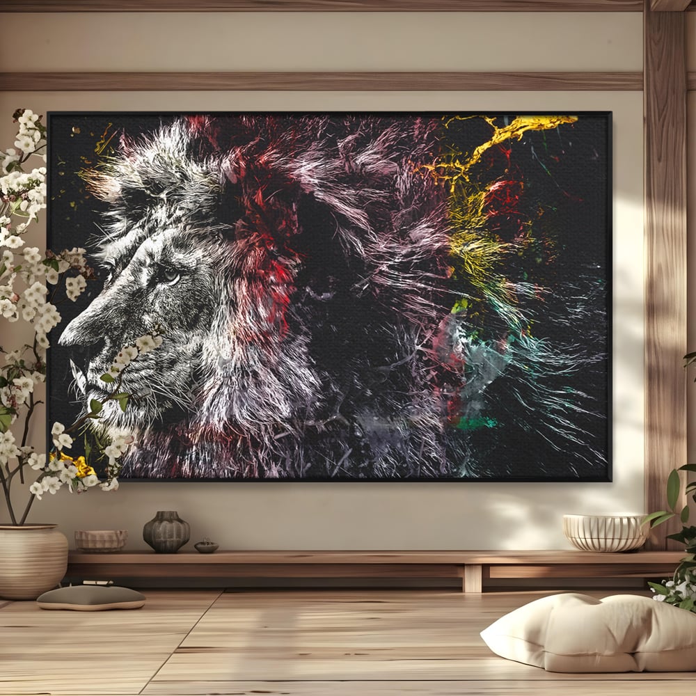 Tablou Canvas Premium LuxCanva® B1070, The Lion Look , Decorativ, Birou, Leu, Rege, Dormitor, Jungla, Colorat