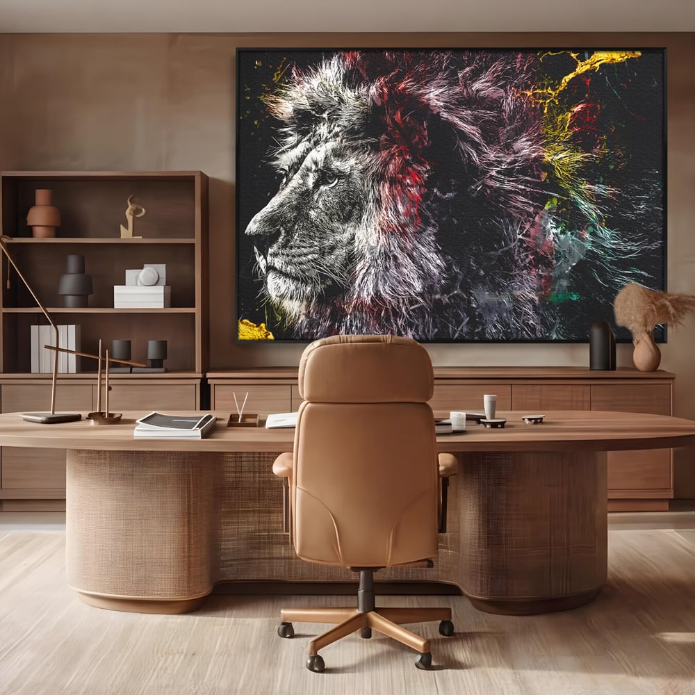 Tablou Canvas Premium LuxCanva® B1070, The Lion Look , Decorativ, Birou, Leu, Rege, Dormitor, Jungla, Colorat