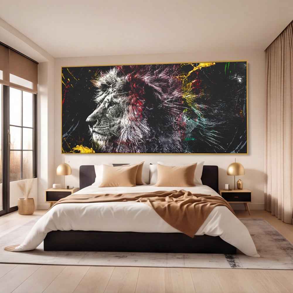 Tablou Canvas Premium LuxCanva® B1070, The Lion Look , Decorativ, Birou, Leu, Rege, Dormitor, Jungla, Colorat