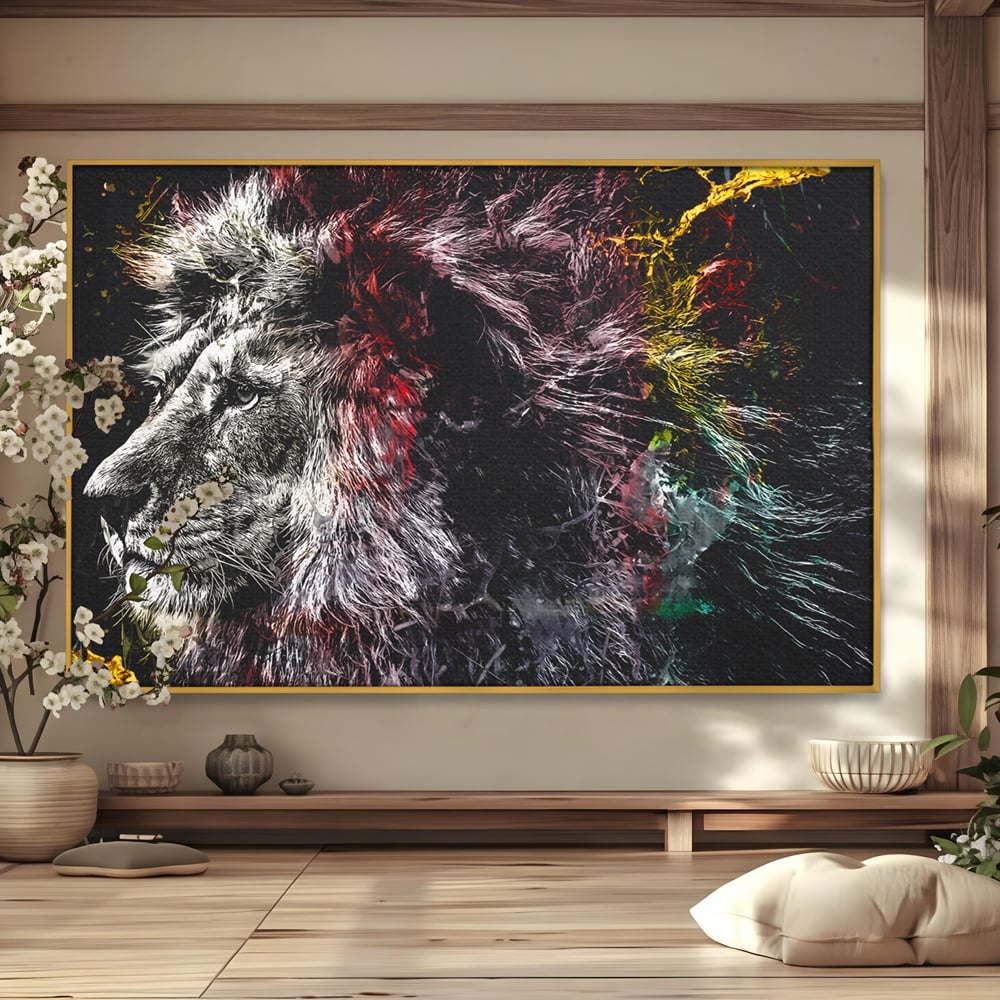 Tablou Canvas Premium LuxCanva® B1070, The Lion Look , Decorativ, Birou, Leu, Rege, Dormitor, Jungla, Colorat