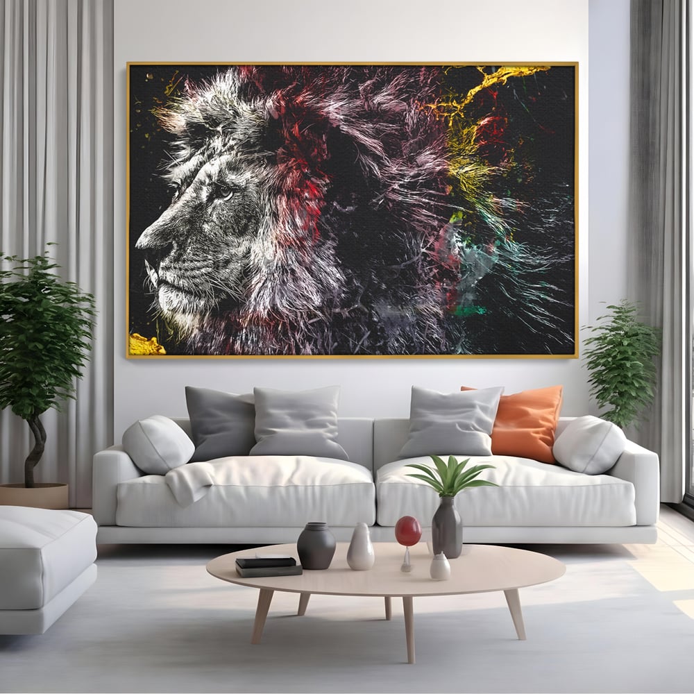 Tablou Canvas Premium LuxCanva® B1070, The Lion Look , Decorativ, Birou, Leu, Rege, Dormitor, Jungla, Colorat