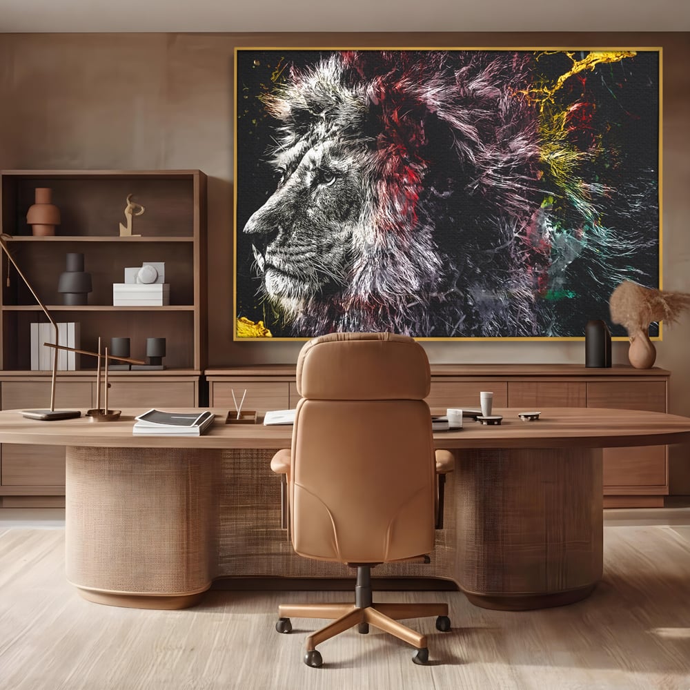 Tablou Canvas Premium LuxCanva® B1070, The Lion Look , Decorativ, Birou, Leu, Rege, Dormitor, Jungla, Colorat