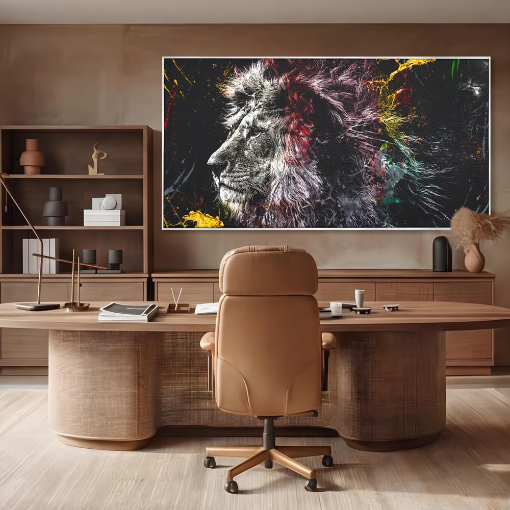 Tablou Canvas Premium LuxCanva® B1070, The Lion Look , Decorativ, Birou, Leu, Rege, Dormitor, Jungla, Colorat