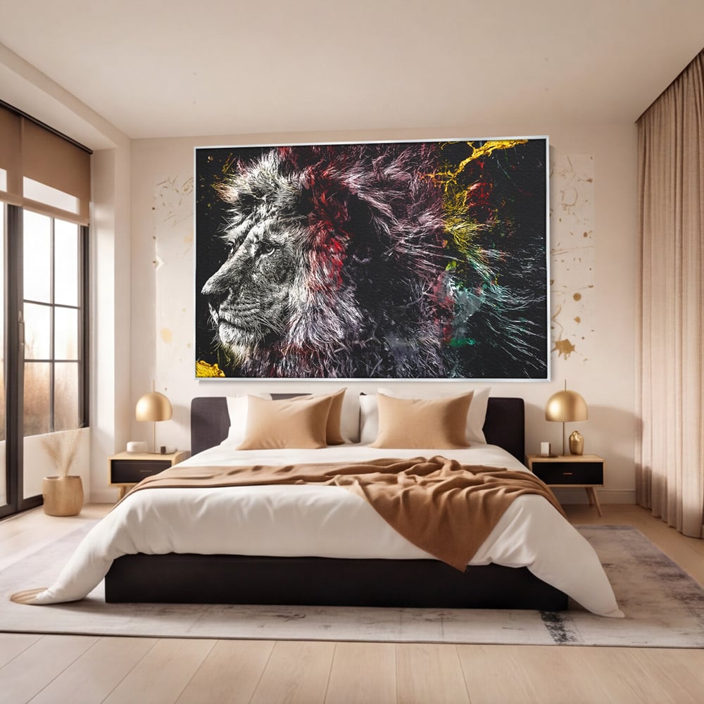 Tablou Canvas Premium LuxCanva® B1070, The Lion Look , Decorativ, Birou, Leu, Rege, Dormitor, Jungla, Colorat