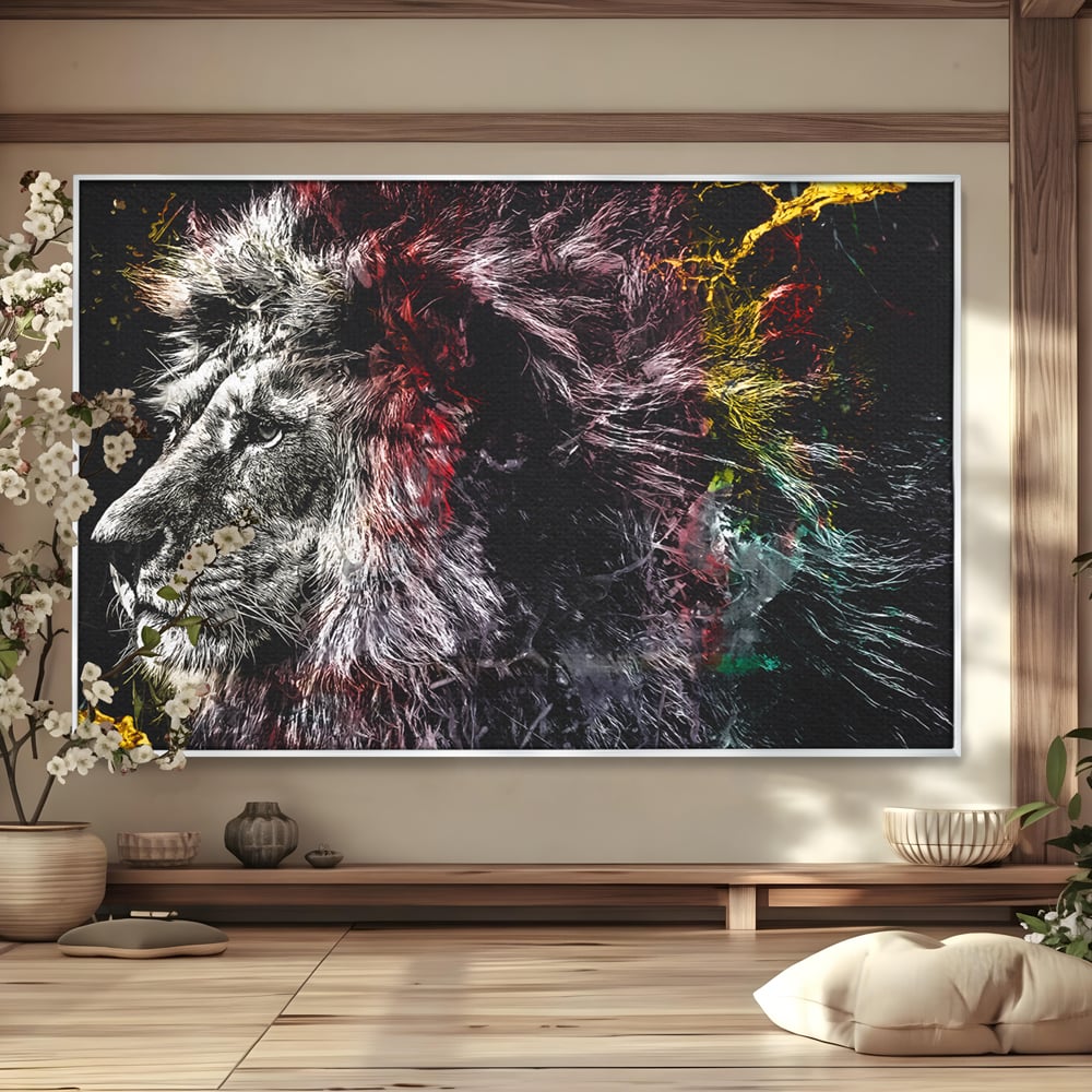 Tablou Canvas Premium LuxCanva® B1070, The Lion Look , Decorativ, Birou, Leu, Rege, Dormitor, Jungla, Colorat
