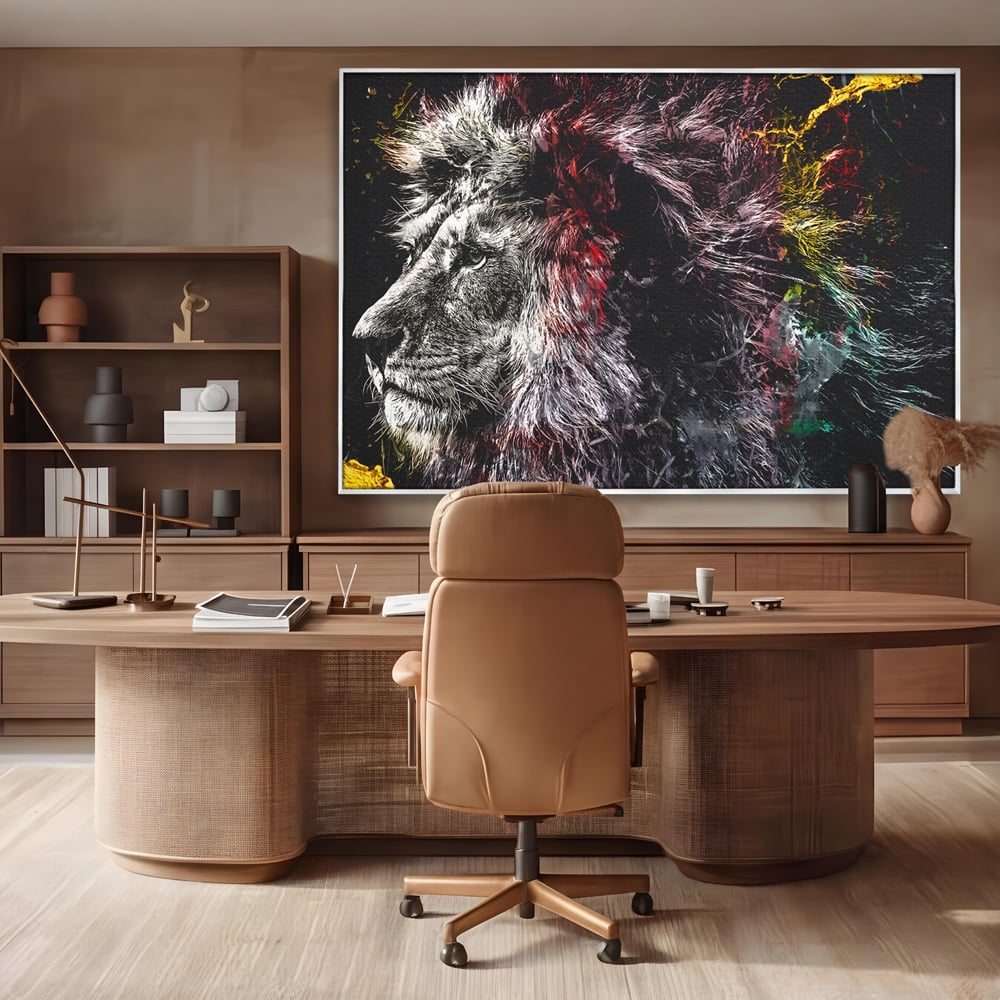 Tablou Canvas Premium LuxCanva® B1070, The Lion Look , Decorativ, Birou, Leu, Rege, Dormitor, Jungla, Colorat