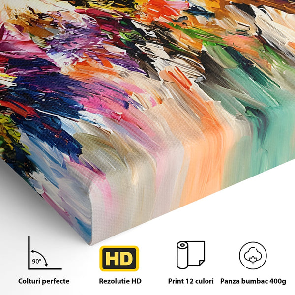 Tablou Canvas Premium LuxCanva® B1073, Dansul culorilor , Decorativ, Dormitor, Culori, Living, Fericire, Culori Vibrante