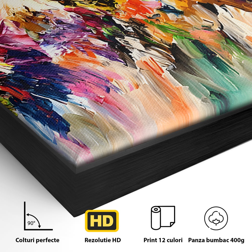 Tablou Canvas Premium LuxCanva® B1073, Dansul culorilor , Decorativ, Dormitor, Culori, Living, Fericire, Culori Vibrante