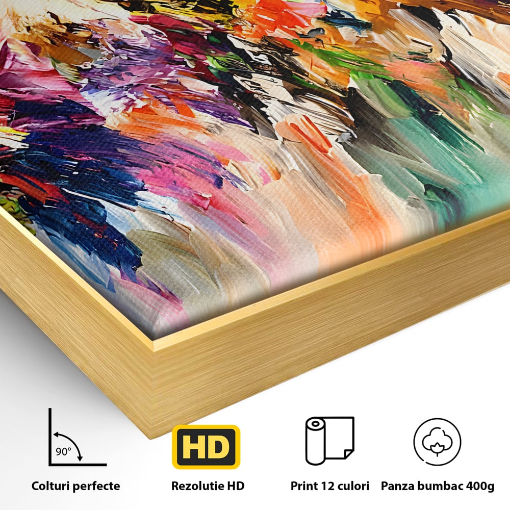 Tablou Canvas Premium LuxCanva® B1073, Dansul culorilor , Decorativ, Dormitor, Culori, Living, Fericire, Culori Vibrante