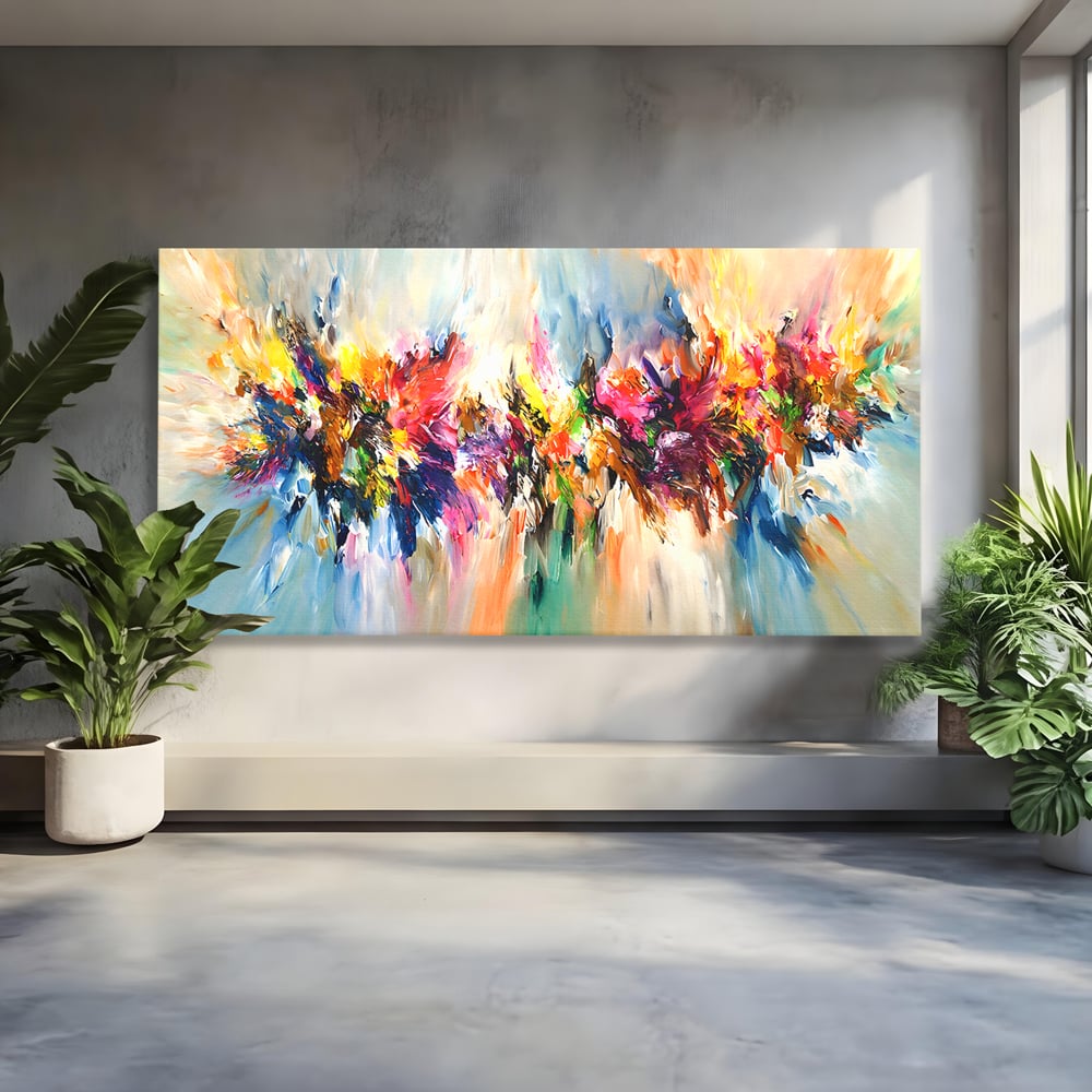 Tablou Canvas Premium LuxCanva® B1073, Dansul culorilor , Decorativ, Dormitor, Culori, Living, Fericire, Culori Vibrante