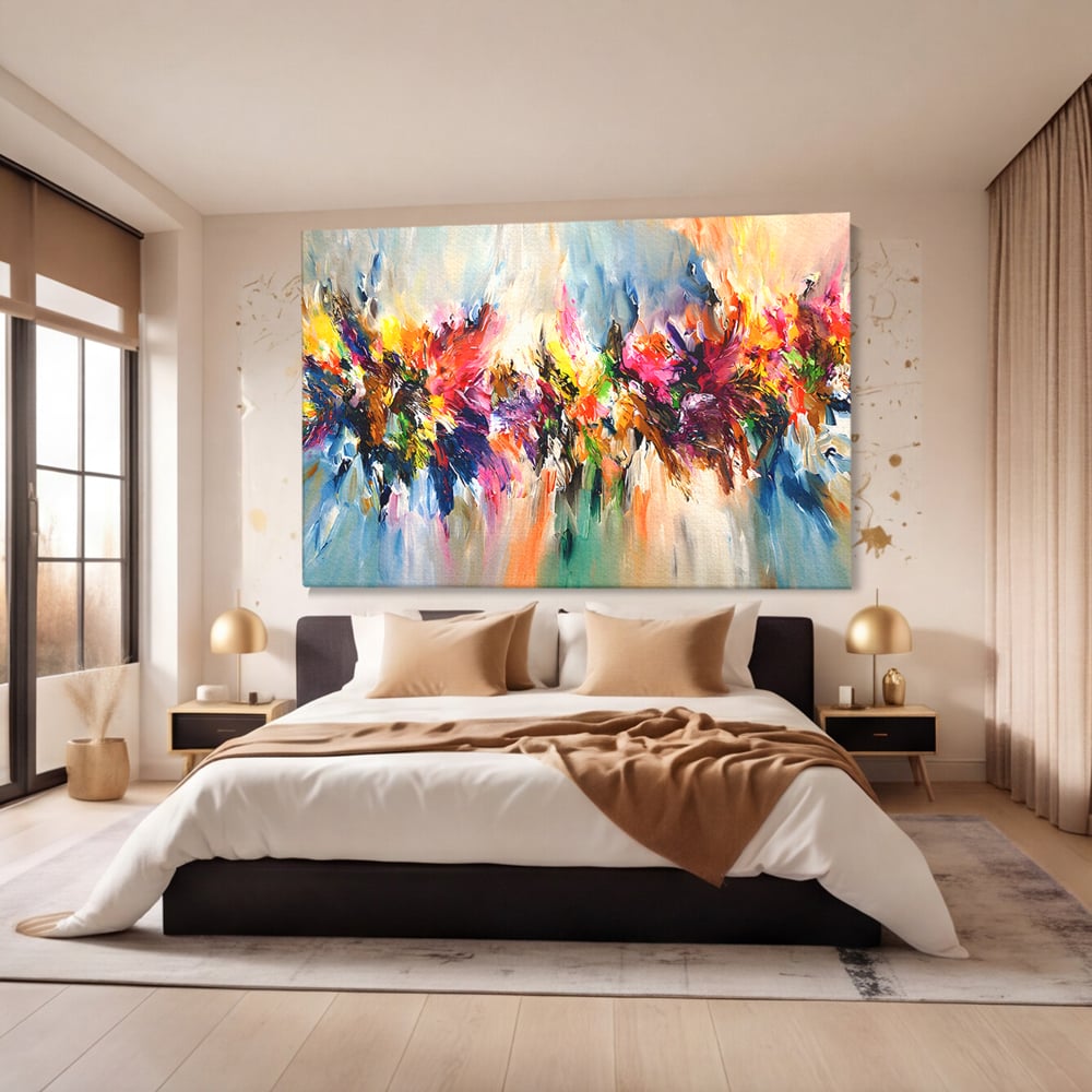 Tablou Canvas Premium LuxCanva® B1073, Dansul culorilor , Decorativ, Dormitor, Culori, Living, Fericire, Culori Vibrante