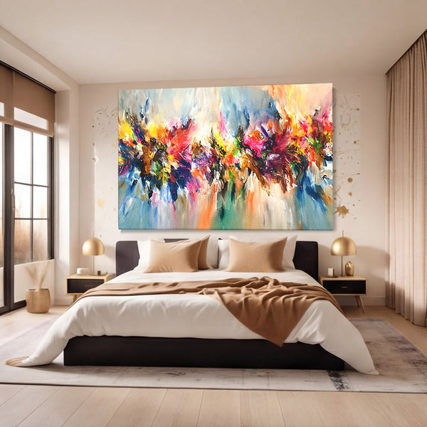 Tablou Canvas Premium LuxCanva® B1073, Dansul culorilor , Decorativ, Dormitor, Culori, Living, Fericire, Culori Vibrante