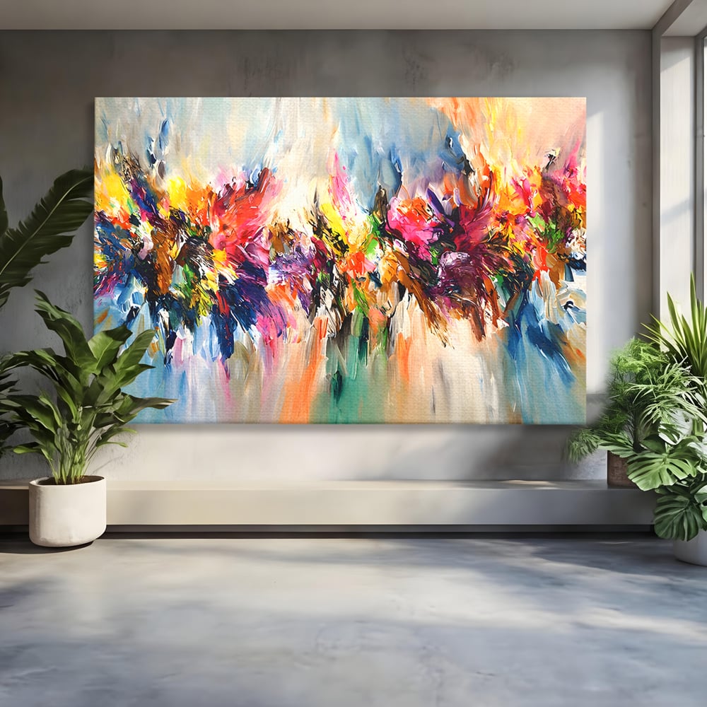 Tablou Canvas Premium LuxCanva® B1073, Dansul culorilor , Decorativ, Dormitor, Culori, Living, Fericire, Culori Vibrante