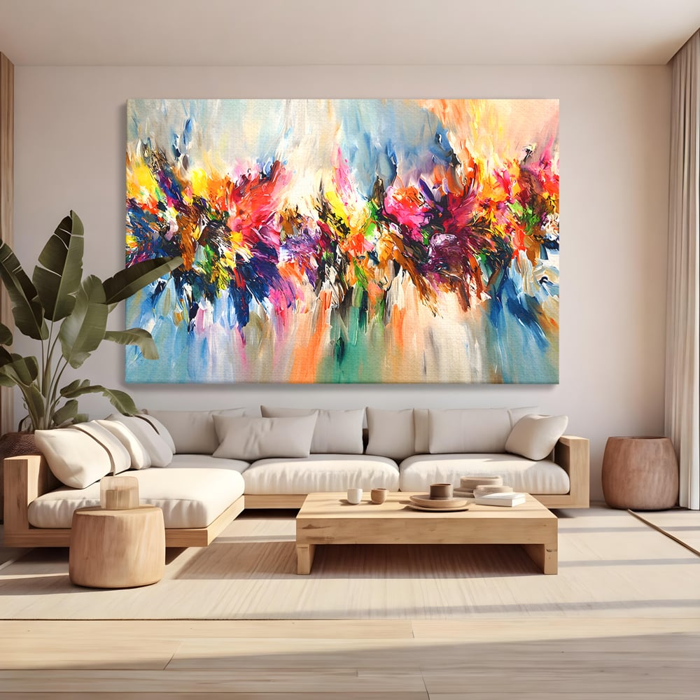 Tablou Canvas Premium LuxCanva® B1073, Dansul culorilor , Decorativ, Dormitor, Culori, Living, Fericire, Culori Vibrante
