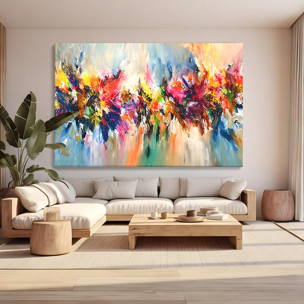 Tablou Canvas Premium LuxCanva® B1073, Dansul culorilor , Decorativ, Dormitor, Culori, Living, Fericire, Culori Vibrante