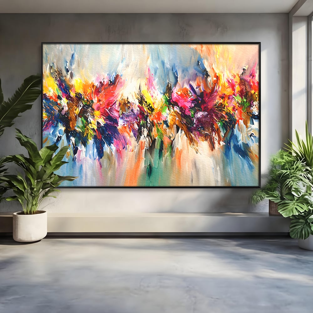 Tablou Canvas Premium LuxCanva® B1073, Dansul culorilor , Decorativ, Dormitor, Culori, Living, Fericire, Culori Vibrante