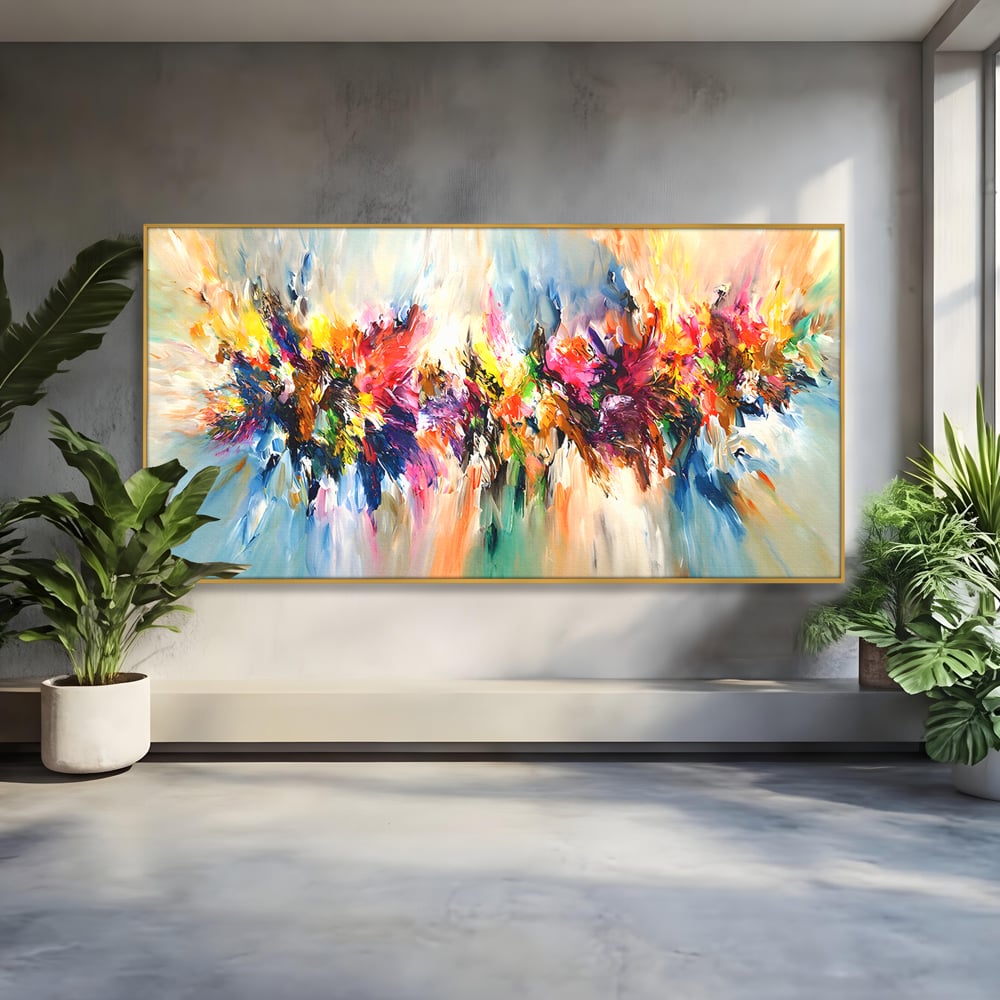 Tablou Canvas Premium LuxCanva® B1073, Dansul culorilor , Decorativ, Dormitor, Culori, Living, Fericire, Culori Vibrante