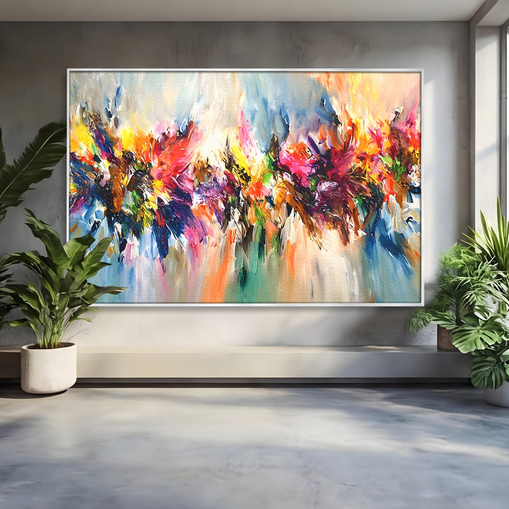 Tablou Canvas Premium LuxCanva® B1073, Dansul culorilor , Decorativ, Dormitor, Culori, Living, Fericire, Culori Vibrante