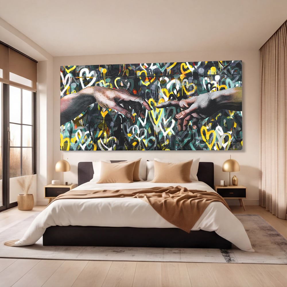 Leinwand Wandkunst Leinwand Wandkunst Premium LuxCanva® B1075, Lovers Hands , Dekorativ, Wohnen, Liebe, Hände, Liebe, Schlafzimmer, Paar, Lebendige Farben