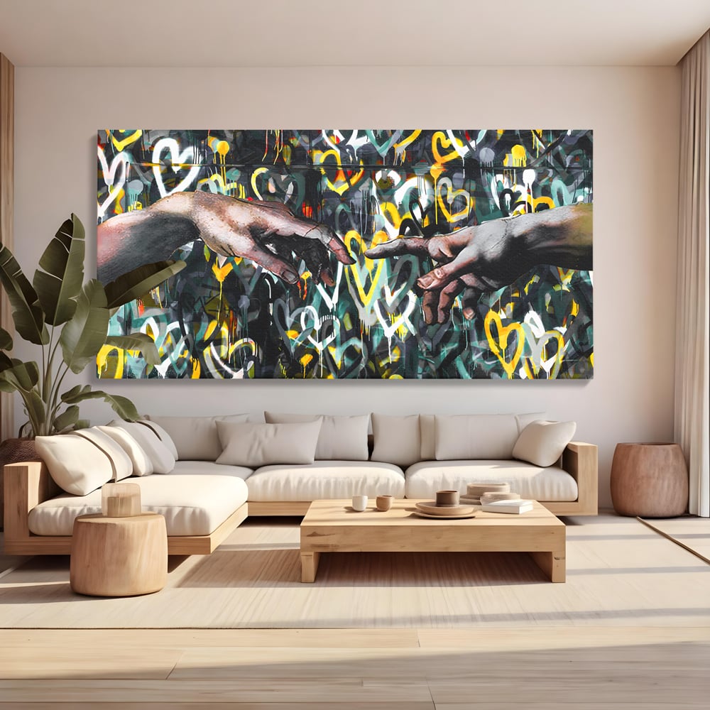 Leinwand Wandkunst Leinwand Wandkunst Premium LuxCanva® B1075, Lovers Hands , Dekorativ, Wohnen, Liebe, Hände, Liebe, Schlafzimmer, Paar, Lebendige Farben