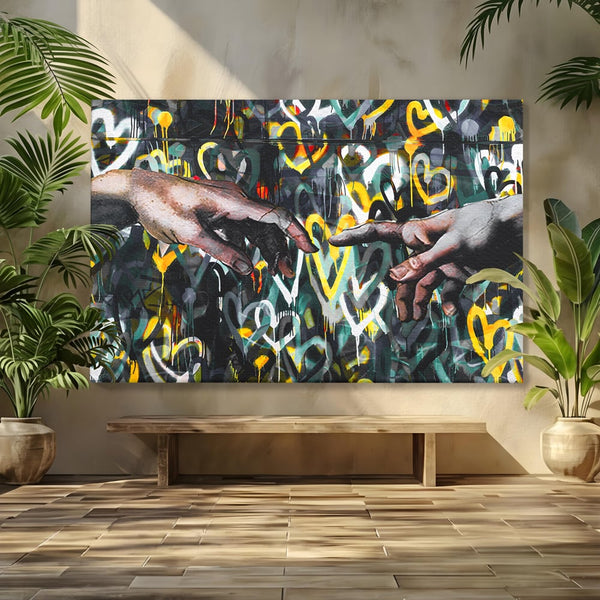Leinwand Wandkunst Leinwand Wandkunst Premium LuxCanva® B1075, Lovers Hands , Dekorativ, Wohnen, Liebe, Hände, Liebe, Schlafzimmer, Paar, Lebendige Farben