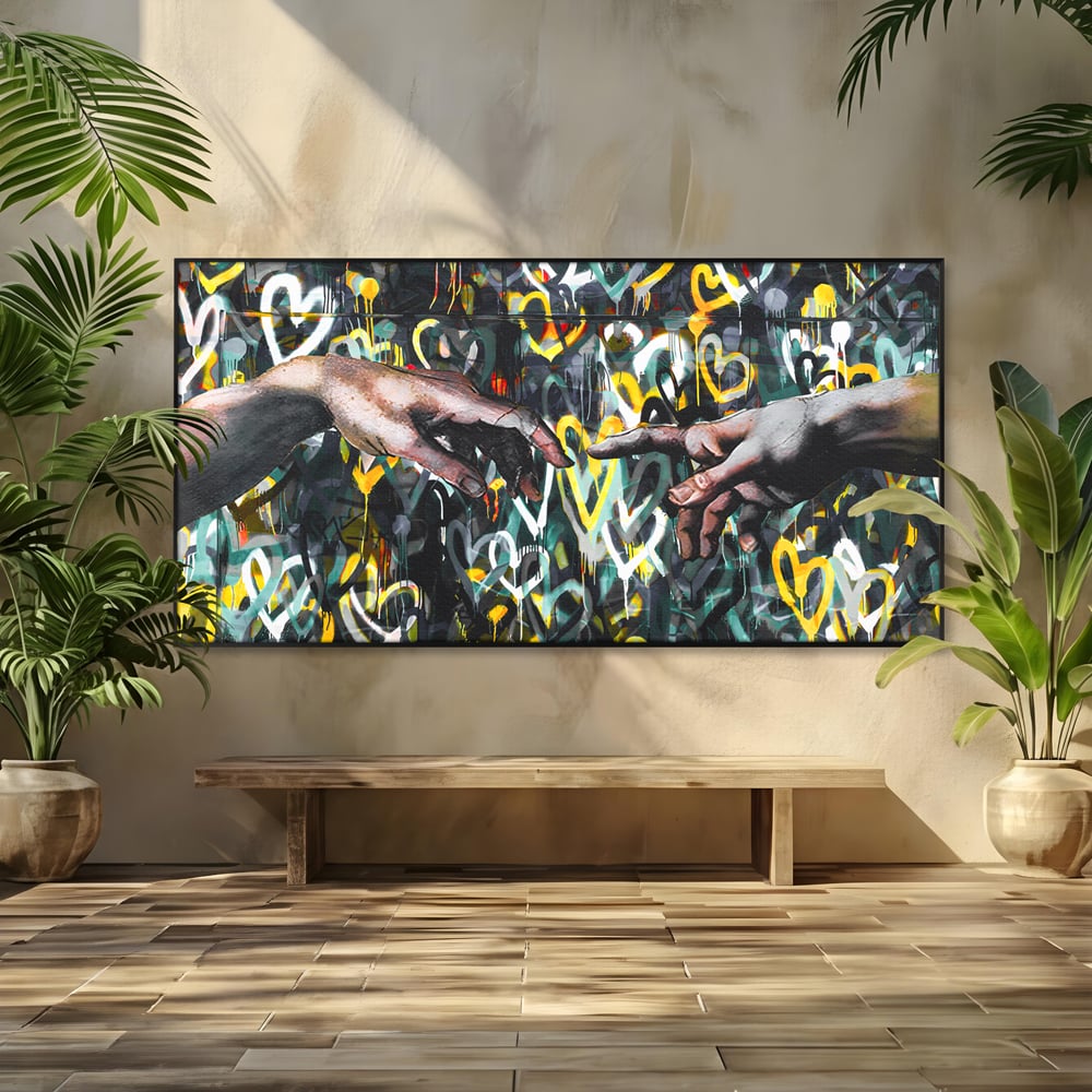Leinwand Wandkunst Leinwand Wandkunst Premium LuxCanva® B1075, Lovers Hands , Dekorativ, Wohnen, Liebe, Hände, Liebe, Schlafzimmer, Paar, Lebendige Farben