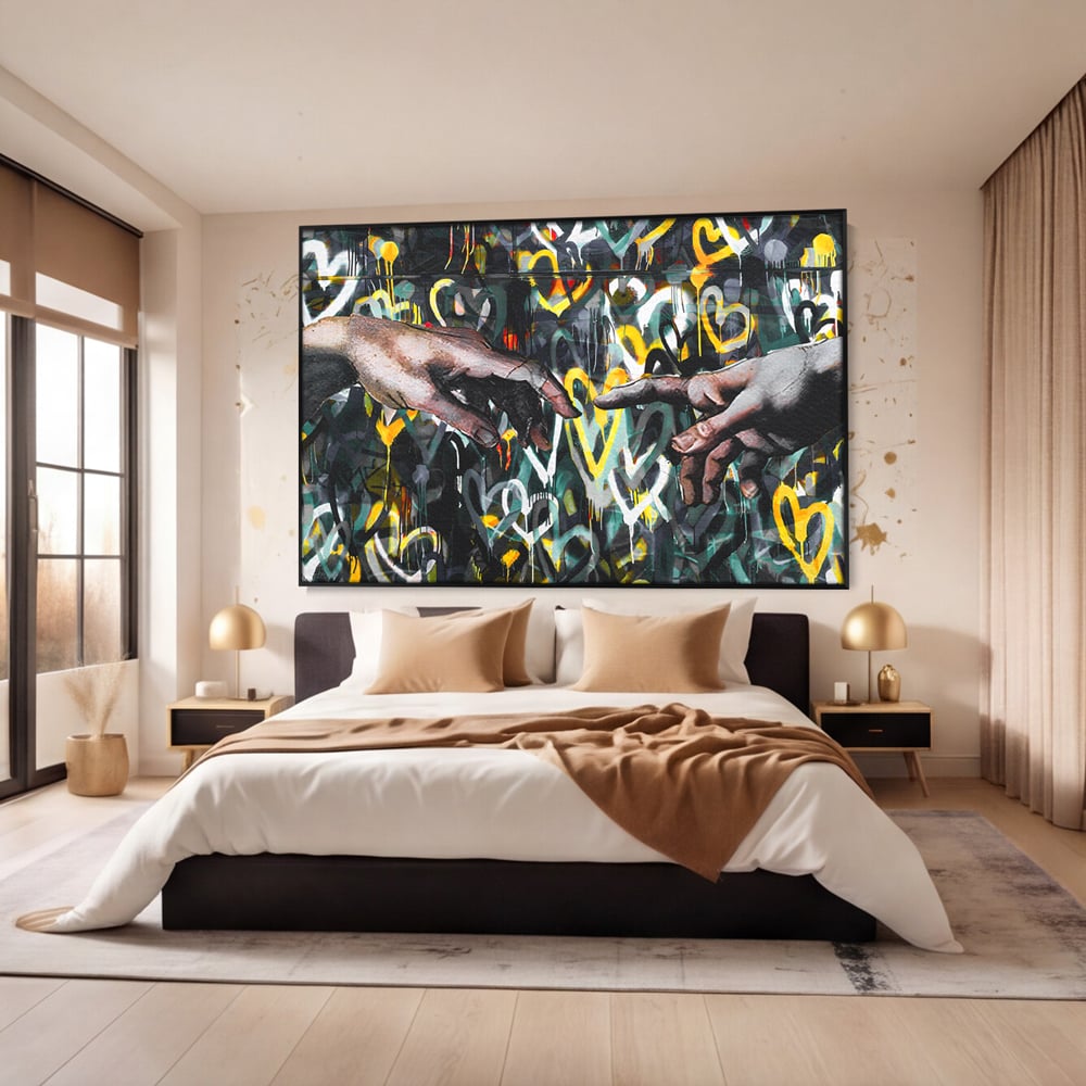 Leinwand Wandkunst Leinwand Wandkunst Premium LuxCanva® B1075, Lovers Hands , Dekorativ, Wohnen, Liebe, Hände, Liebe, Schlafzimmer, Paar, Lebendige Farben