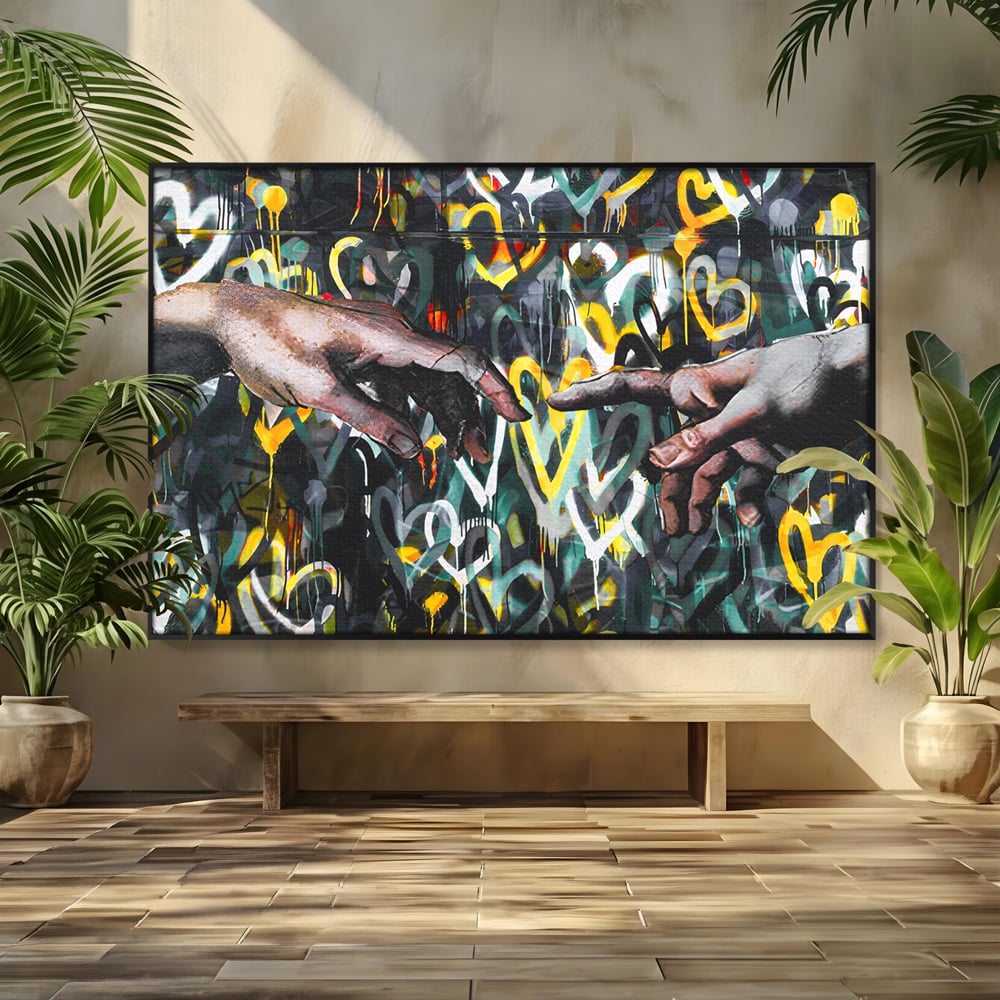 Leinwand Wandkunst Leinwand Wandkunst Premium LuxCanva® B1075, Lovers Hands , Dekorativ, Wohnen, Liebe, Hände, Liebe, Schlafzimmer, Paar, Lebendige Farben
